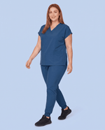Women's 6-Pocket V-neck Top Ocean - Scrubloop