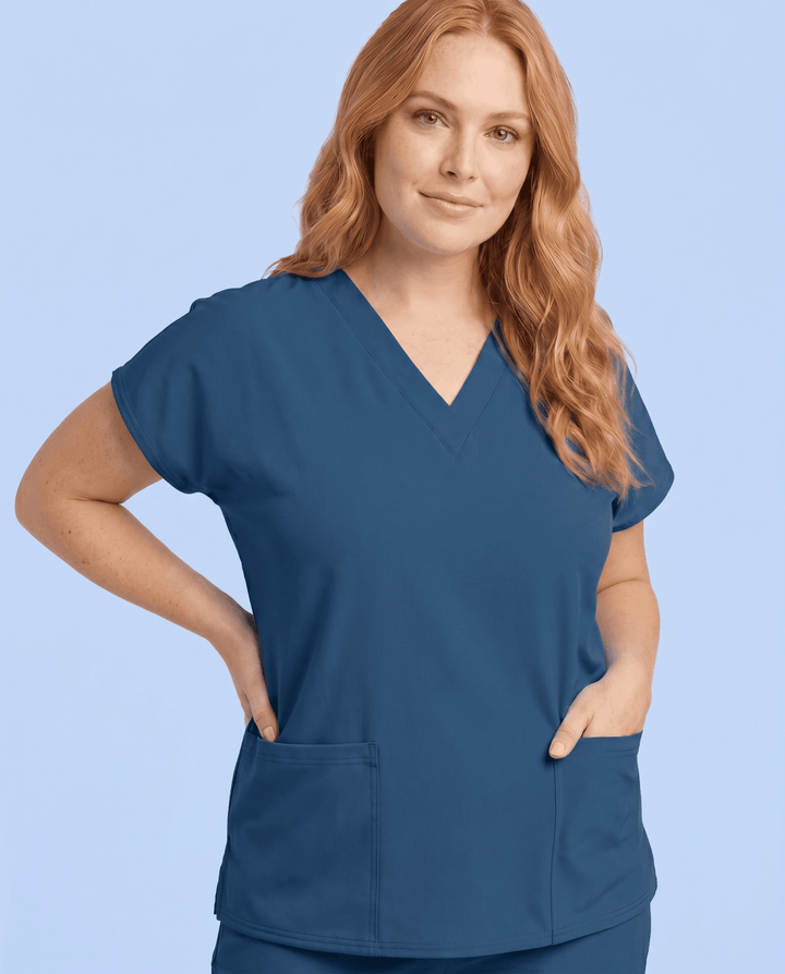 Women's 6-Pocket V-neck Top Ocean