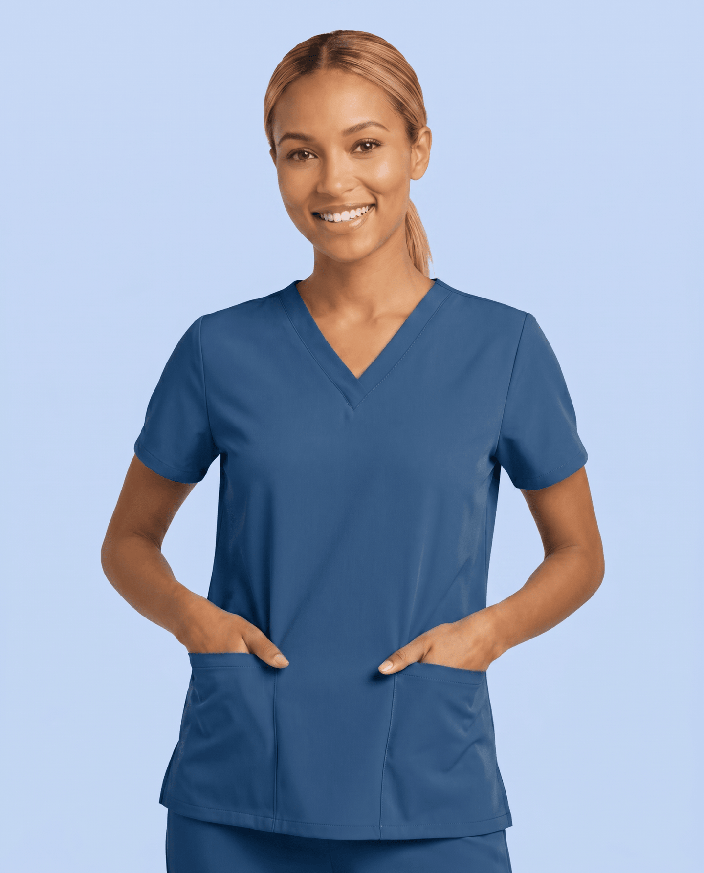 Women's 6-Pocket V-neck Top Ocean - Scrubloop