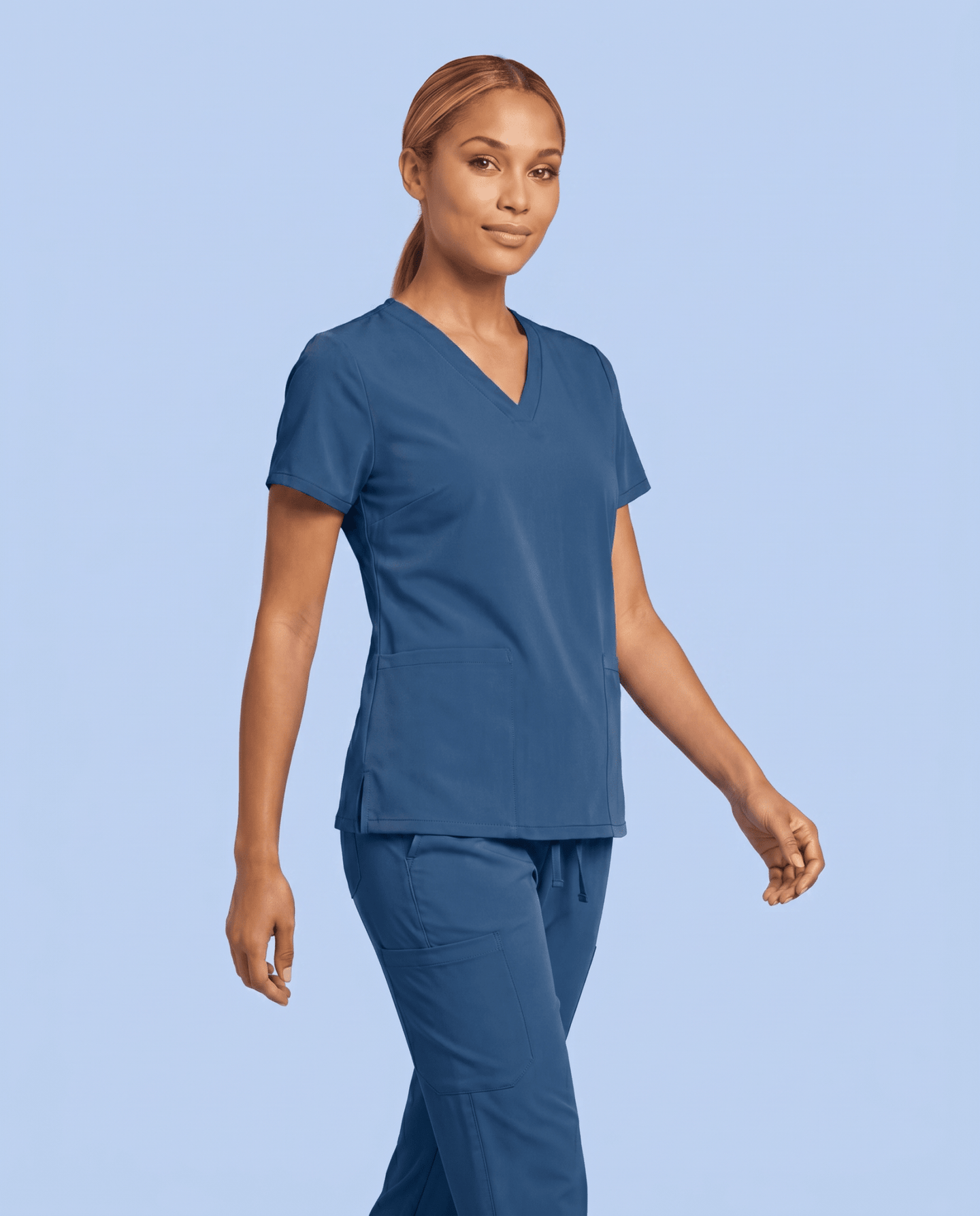 Women's 6-Pocket V-neck Top Ocean - Scrubloop