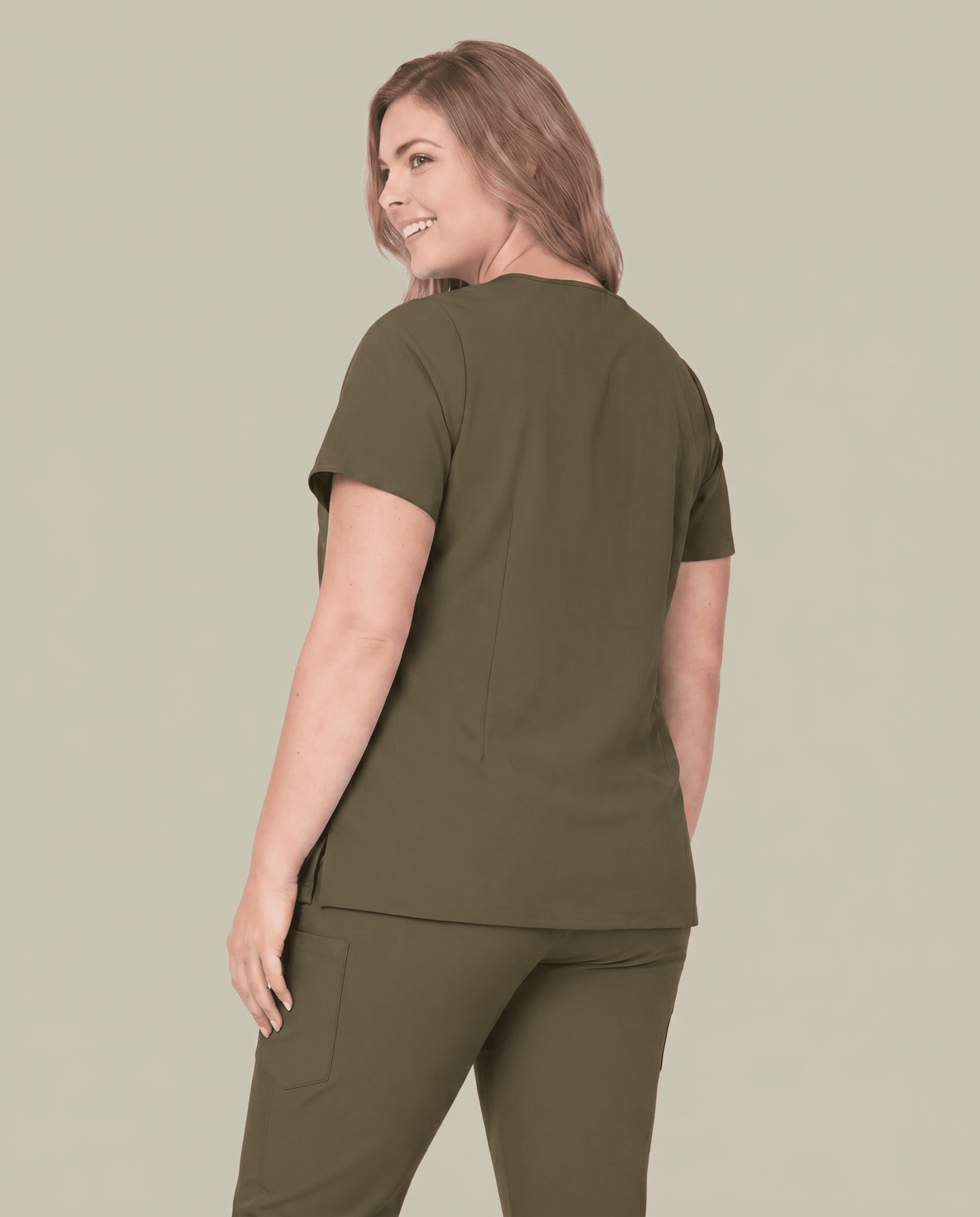 Women's 6-Pocket V-neck Top Olive - Scrubloop