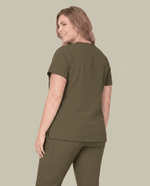 Women's 6-Pocket V-neck Top Olive - Scrubloop