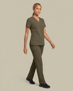 Women's 6-Pocket V-neck Top Olive - Scrubloop
