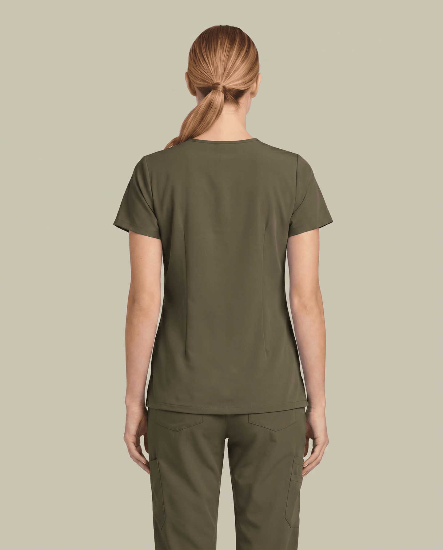 Women's 6-Pocket V-neck Top Olive - Scrubloop