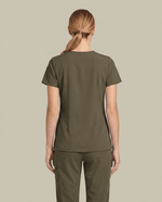 Women's 6-Pocket V-neck Top Olive - Scrubloop