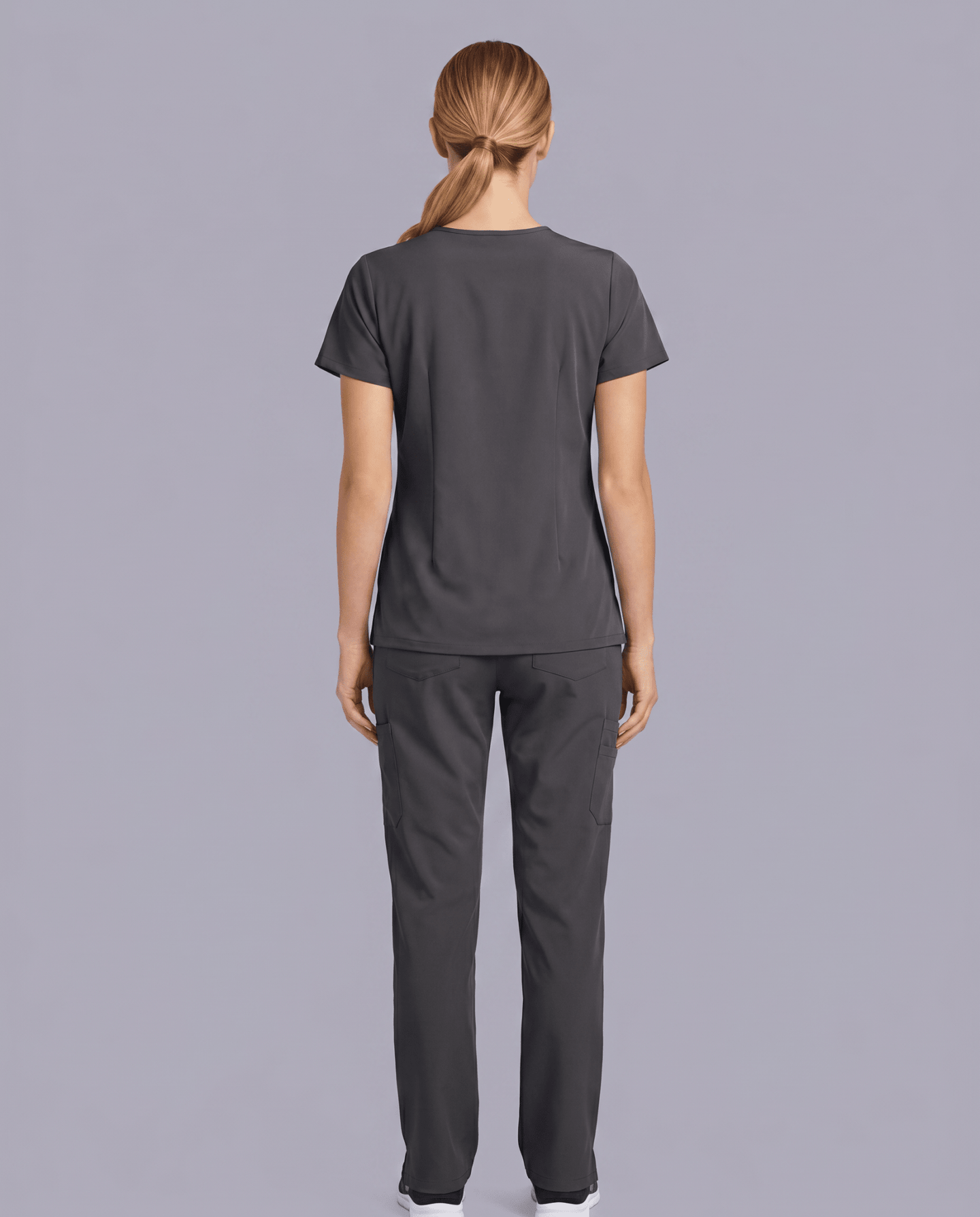 Women's 6-Pocket V-neck Top Pewter - Scrubloop