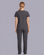 Women's 6-Pocket V-neck Top Pewter - Scrubloop