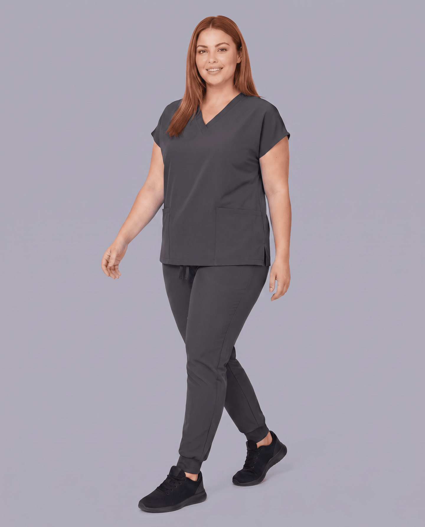 Women's 6-Pocket V-neck Top Pewter - Scrubloop