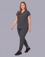 Women's 6-Pocket V-neck Top Pewter - Scrubloop