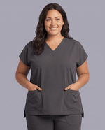Women's 6-Pocket V-neck Top Pewter - Scrubloop