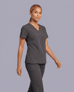 Women's 6-Pocket V-neck Top Pewter - Scrubloop