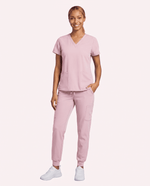 Women's 6-Pocket V-neck Top Rose Quartz - Scrubloop