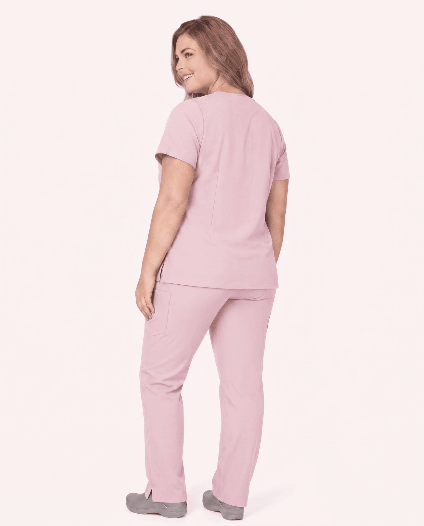 Women's 6-Pocket V-neck Top Rose Quartz - Scrubloop