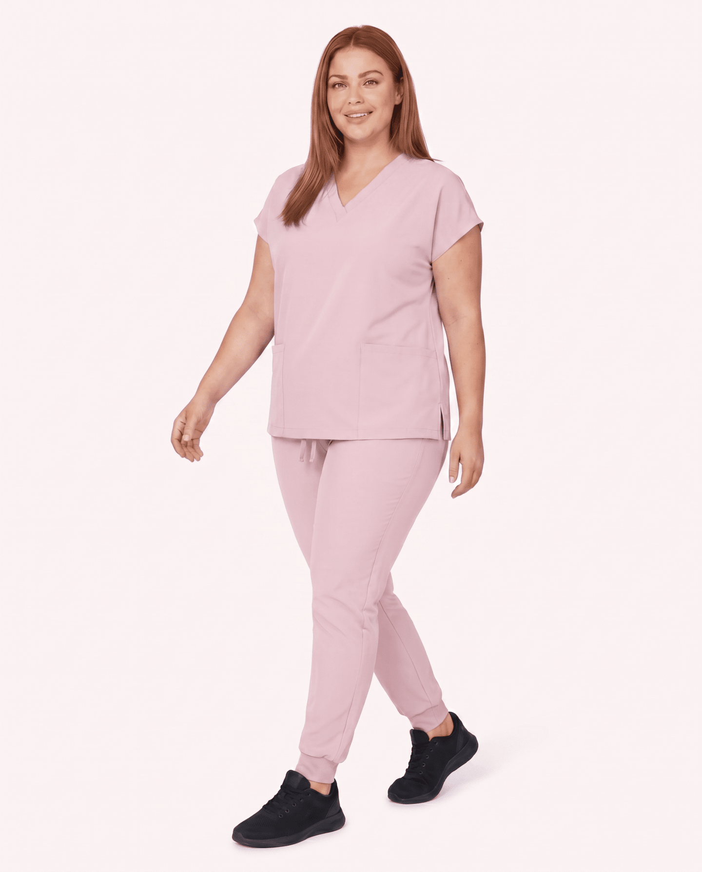 Women's 6-Pocket V-neck Top Rose Quartz - Scrubloop