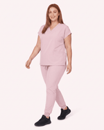 Women's 6-Pocket V-neck Top Rose Quartz - Scrubloop
