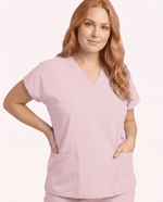 Women's 6-Pocket V-neck Top Rose Quartz - Scrubloop