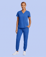 Women's 6-Pocket V-neck Top Royal Blue - Scrubloop