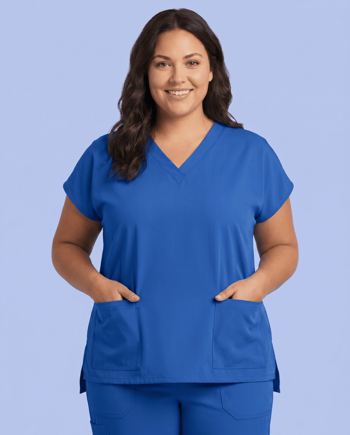 Women's 6-Pocket V-neck Top Royal Blue