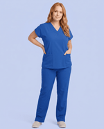 Women's 6-Pocket V-neck Top Royal Blue - Scrubloop