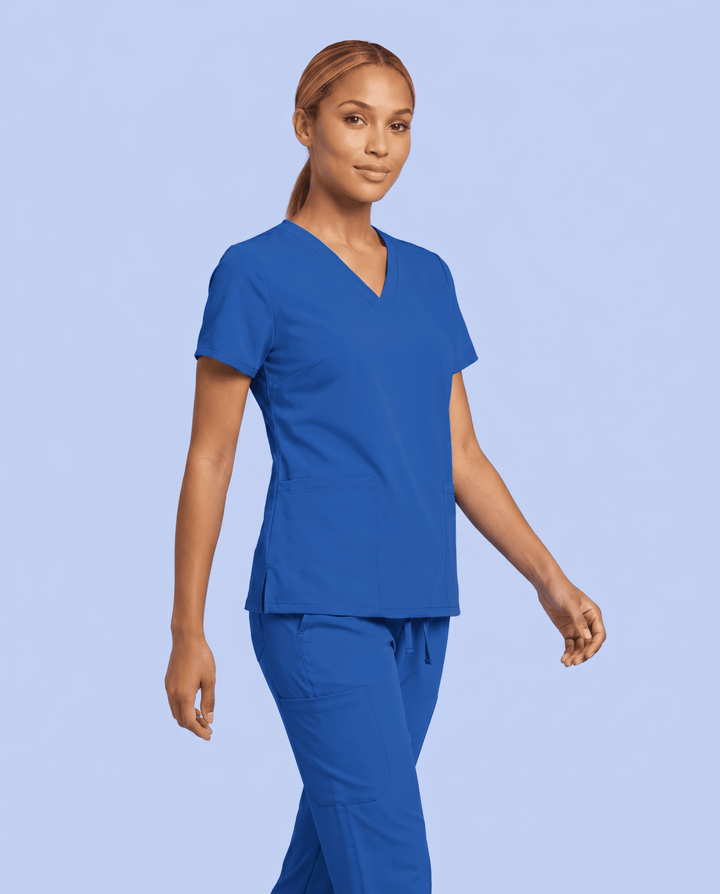 Women's 6-Pocket V-neck Top Royal Blue