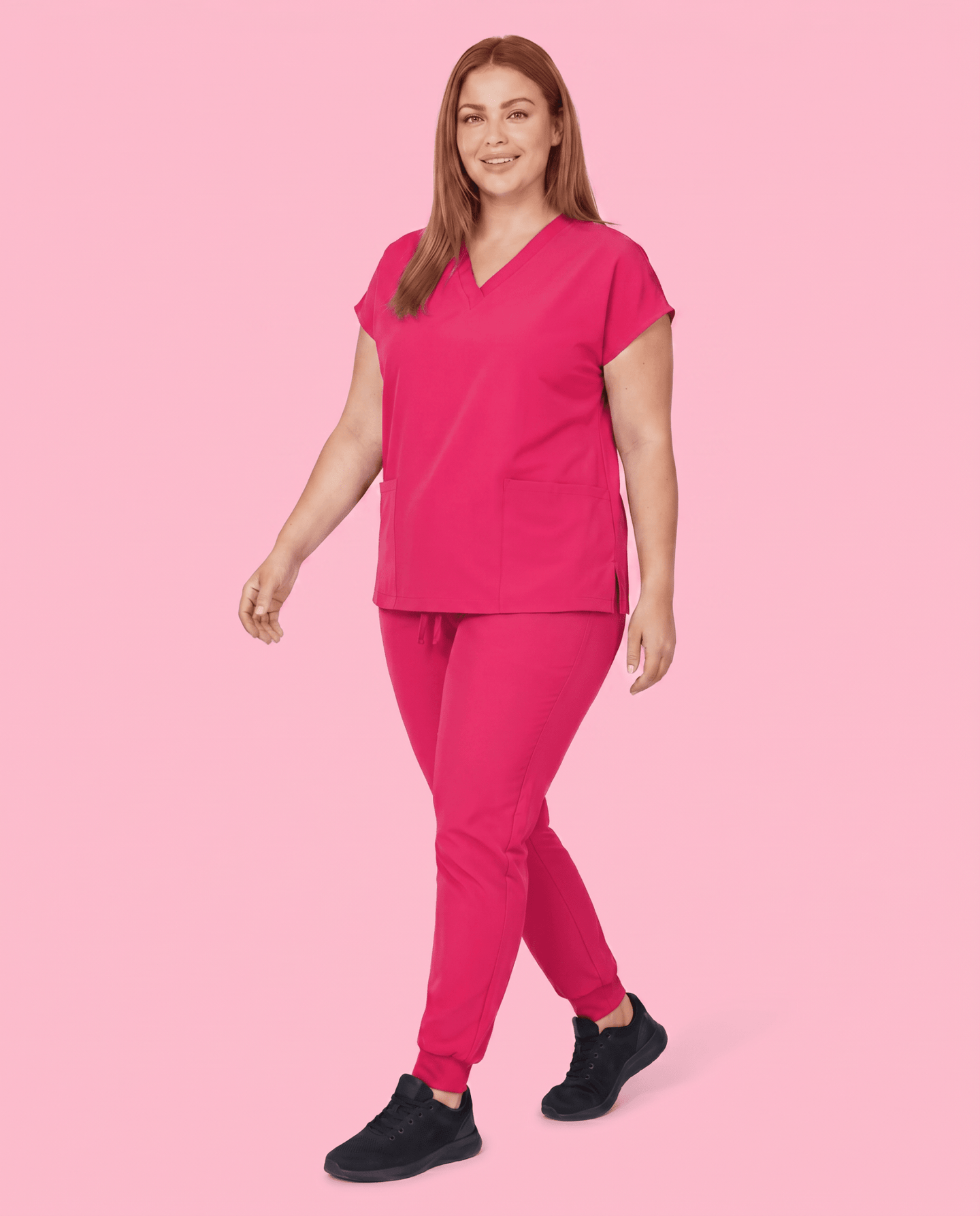 Women's 6-Pocket V-neck Top Sangria - Scrubloop