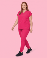 Women's 6-Pocket V-neck Top Sangria - Scrubloop