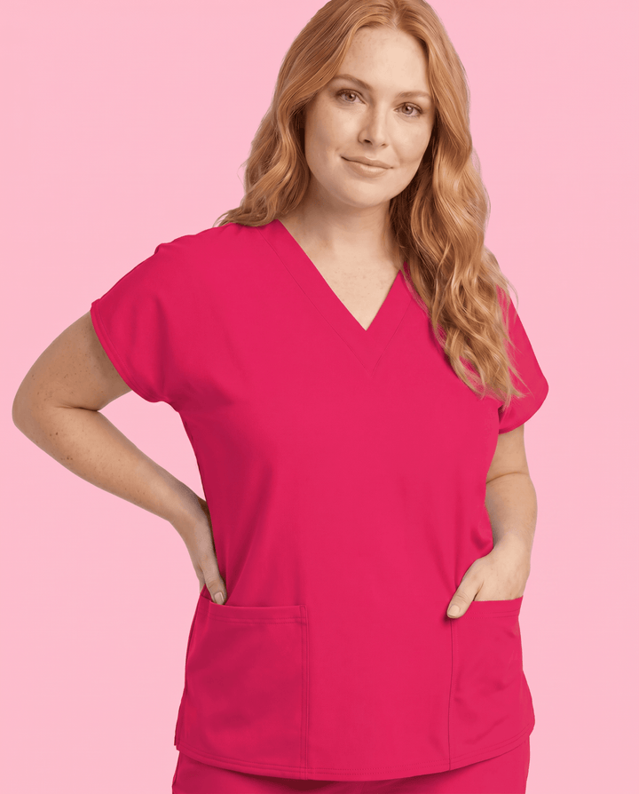 Women's 6-Pocket V-neck Top Sangria