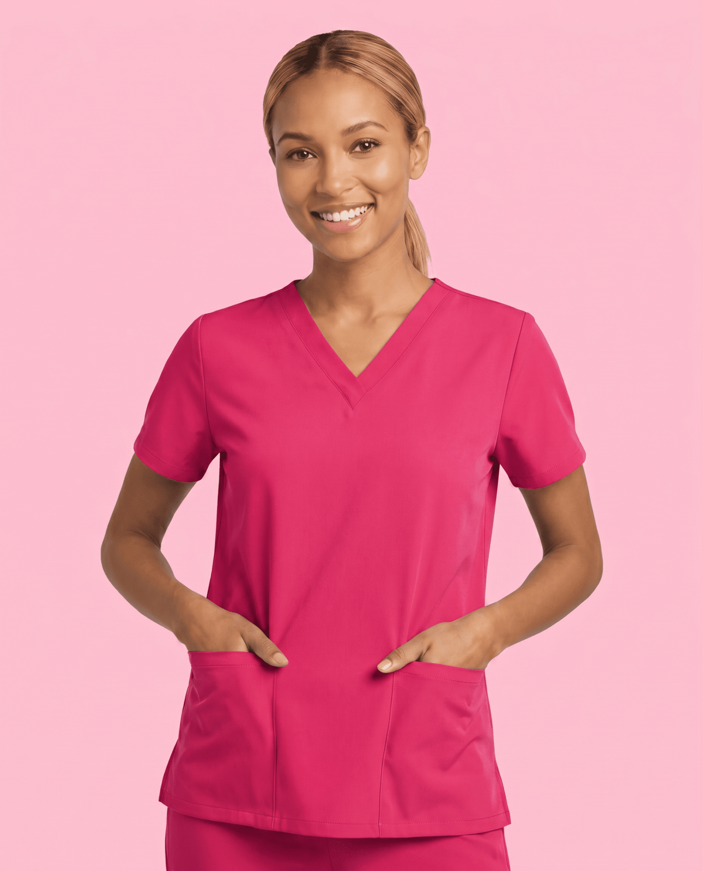 Women's 6-Pocket V-neck Top Sangria - Scrubloop