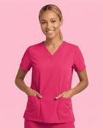 Women's 6-Pocket V-neck Top Sangria - Scrubloop
