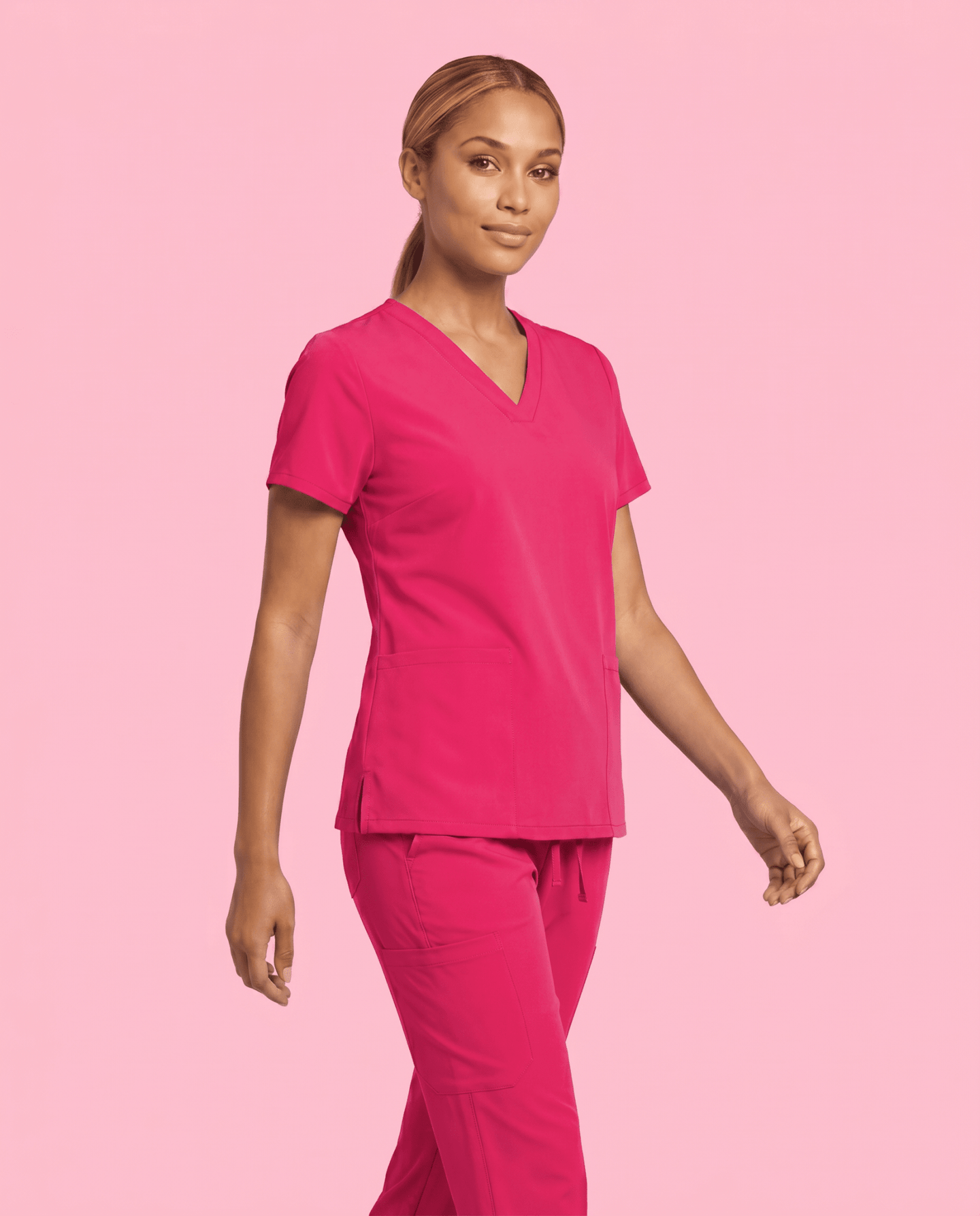 Women's 6-Pocket V-neck Top Sangria - Scrubloop