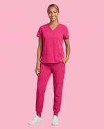 Women's 6-Pocket V-neck Top Sangria - Scrubloop