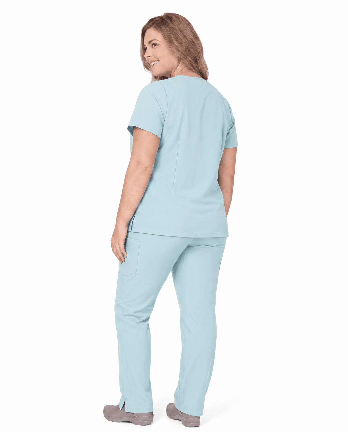 Women's 6-Pocket V-neck Top Sky Blue - Scrubloop