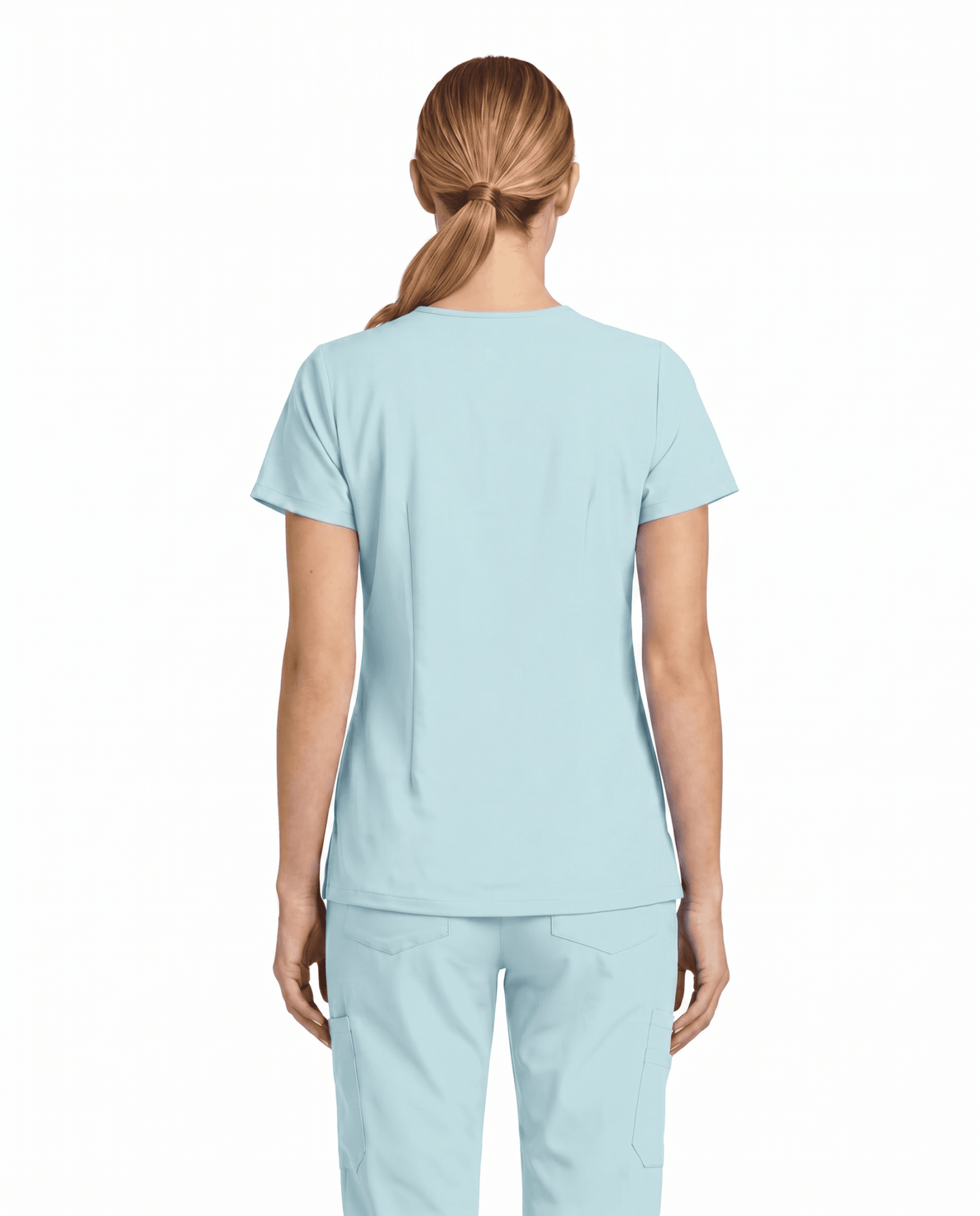 Women's 6-Pocket V-neck Top Sky Blue - Scrubloop