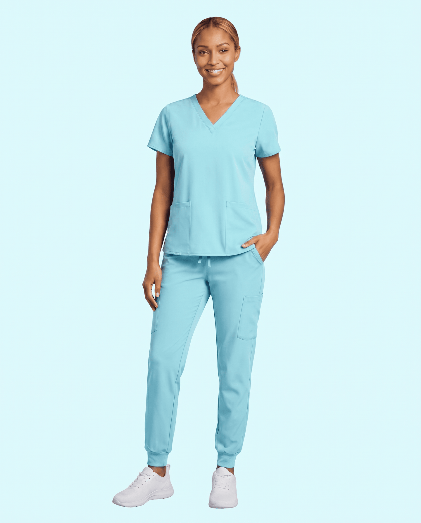 Women's 6-Pocket V-neck Top Surf - Scrubloop