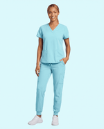 Women's 6-Pocket V-neck Top Surf - Scrubloop