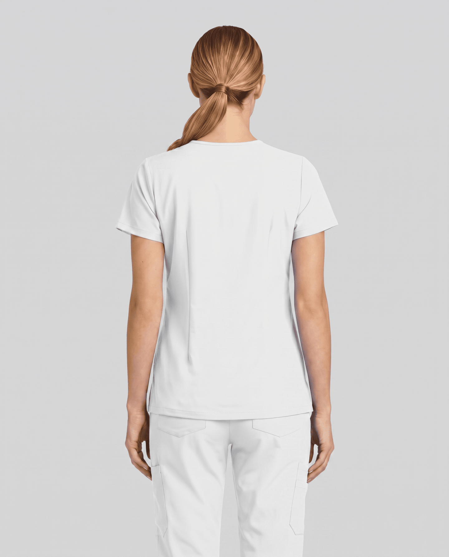Women's 6-Pocket V-neck Top White - Scrubloop