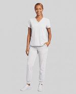Women's 6-Pocket V-neck Top White - Scrubloop