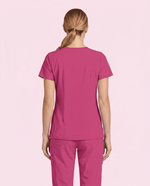 Women's 6-Pocket V-neck Top Wild Berry - Scrubloop
