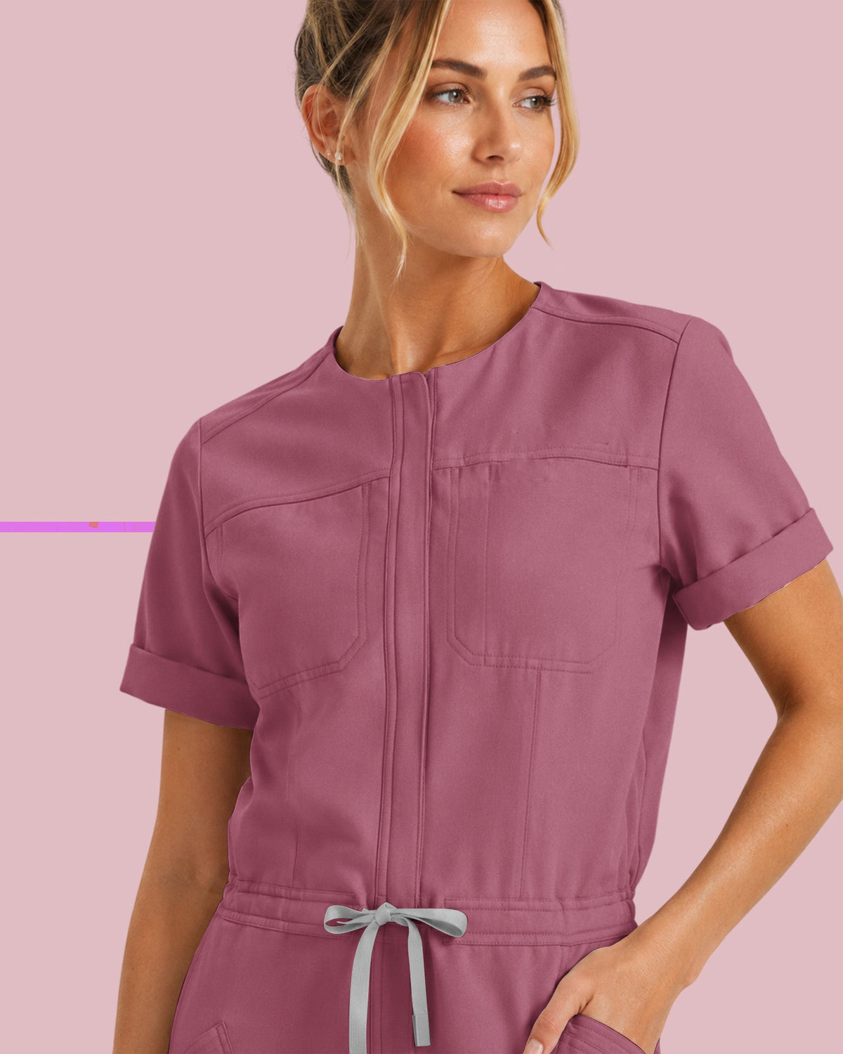 Women's Barrel Jumpsuit Mauve - Scrubloop