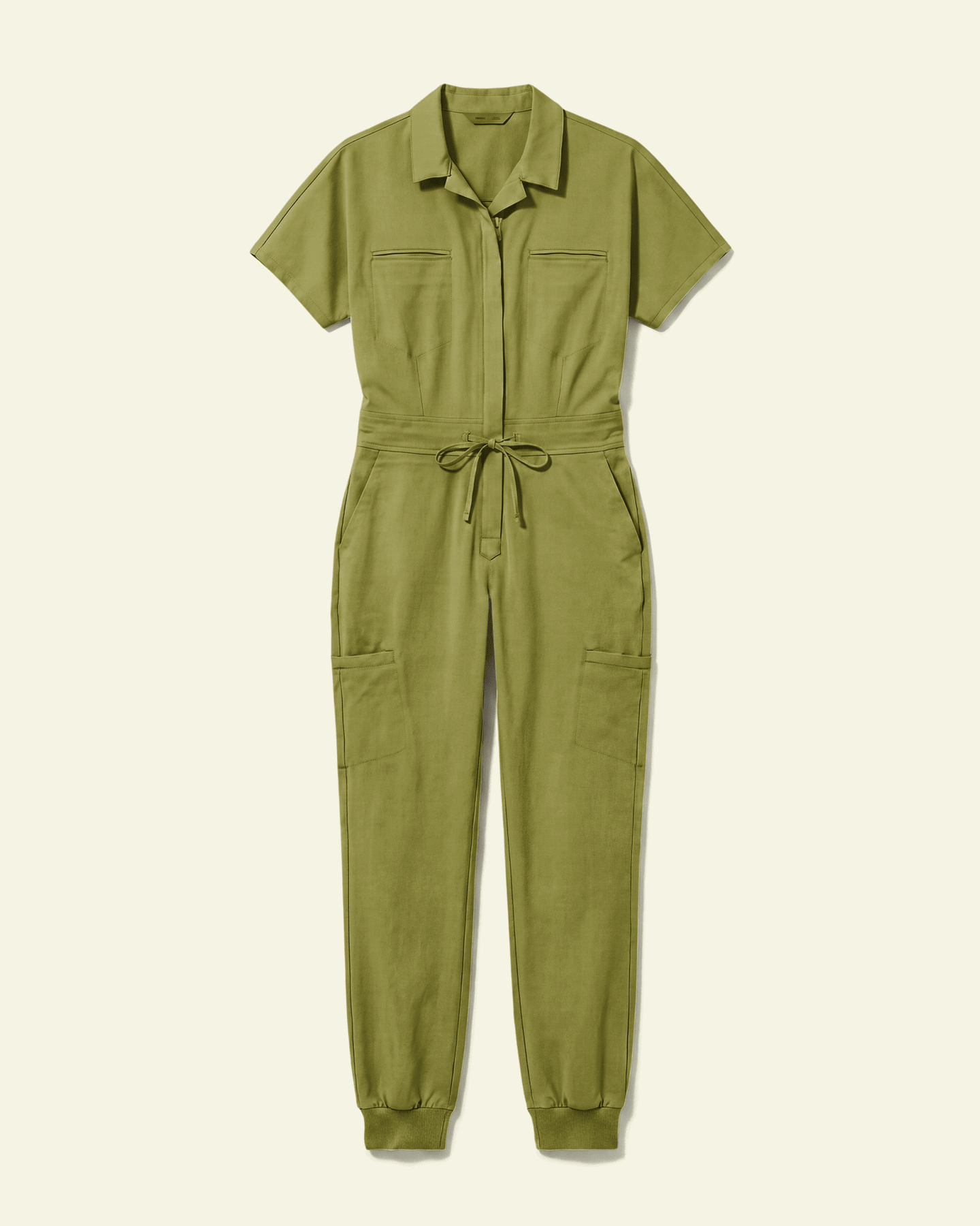 Women's Camp Collar Jumpsuit Avocado - Scrubloop
