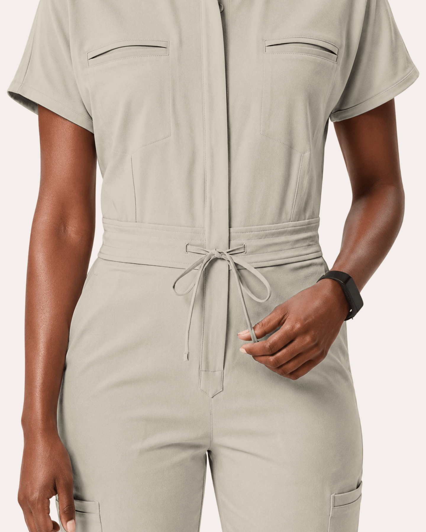 Women's Camp Collar Jumpsuit Birch - Scrubloop