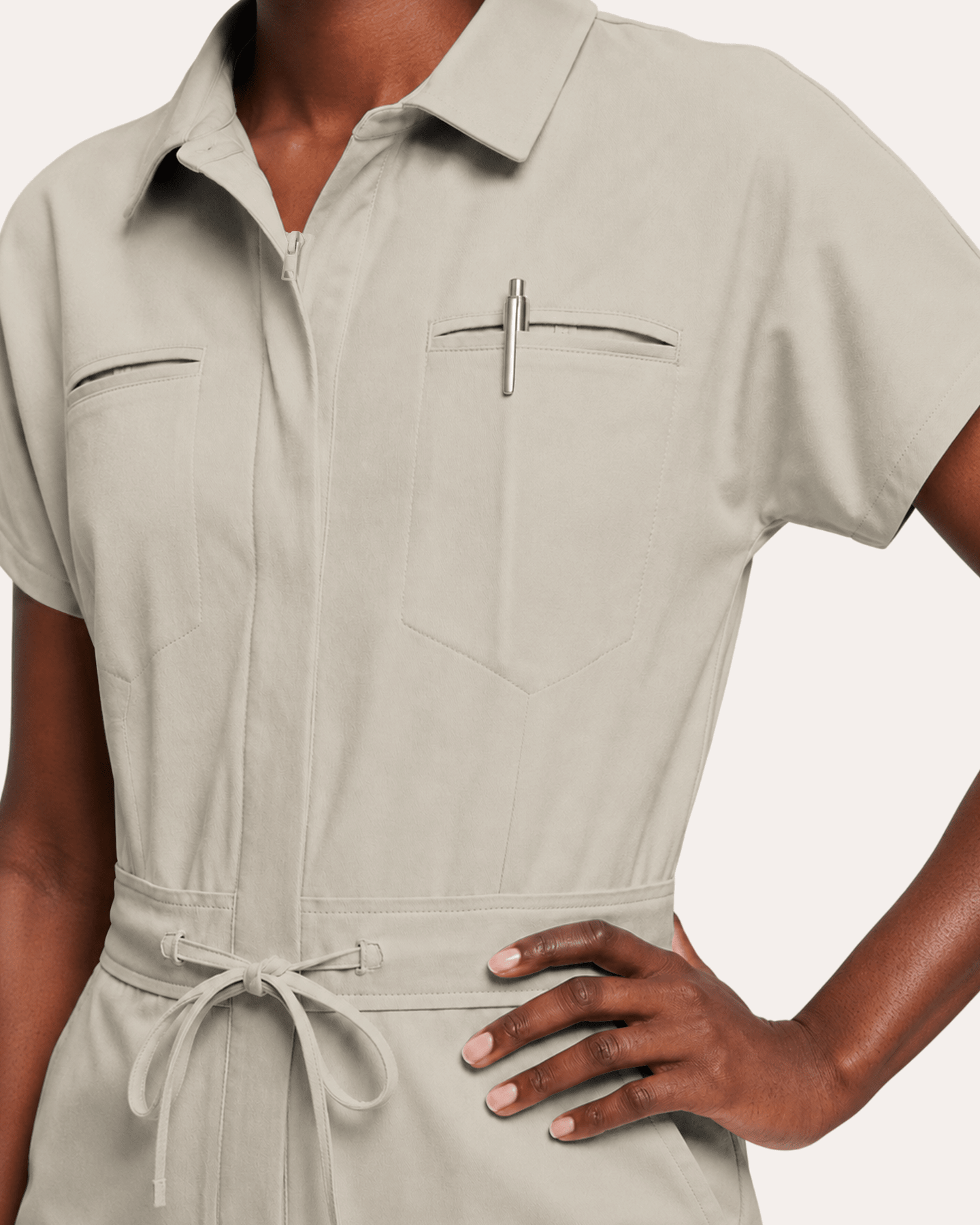 Women's Camp Collar Jumpsuit Birch - Scrubloop