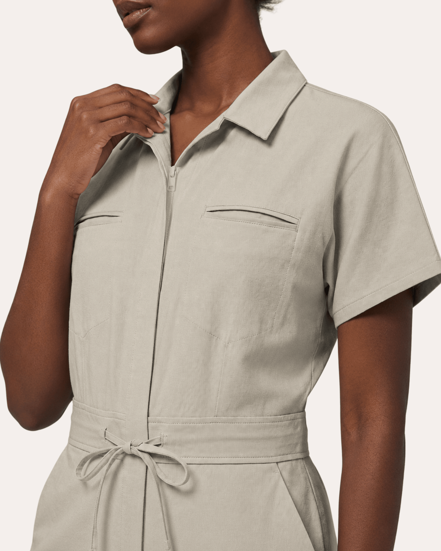 Women's Camp Collar Jumpsuit Birch - Scrubloop