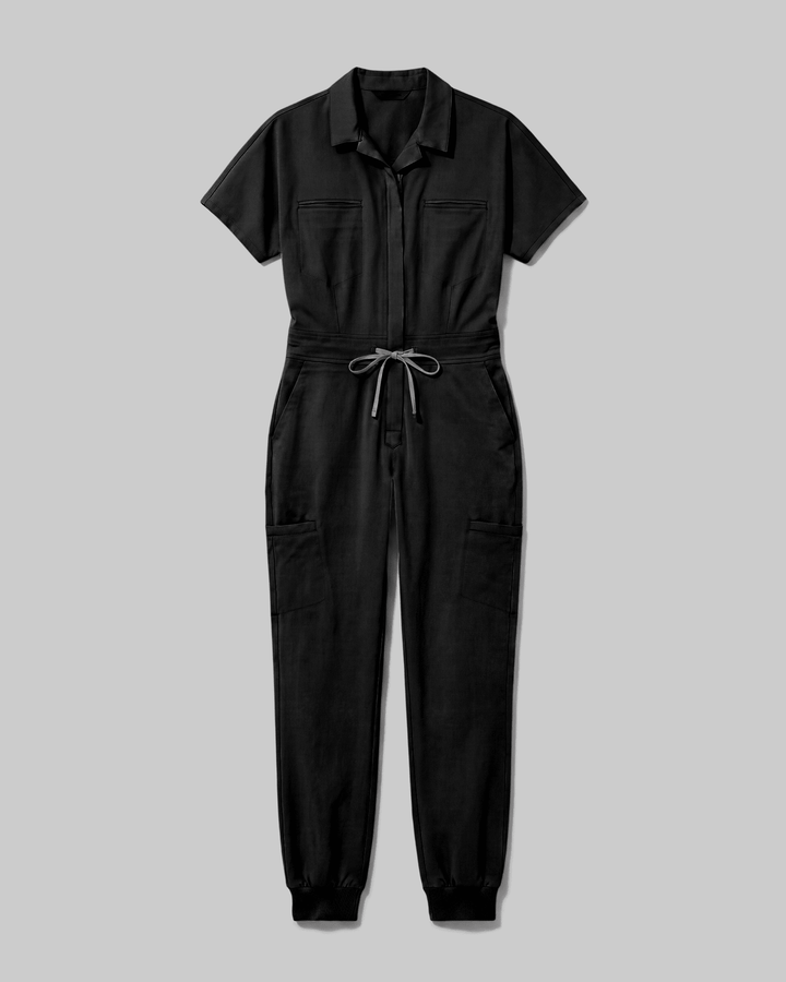 Women's Camp Collar Jumpsuit Black