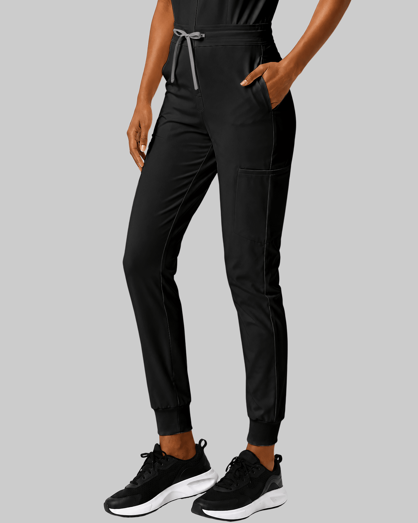Women's Camp Collar Jumpsuit Black - Scrubloop