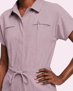 Women's Camp Collar Jumpsuit Blossom - Scrubloop