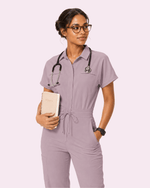 Women's Camp Collar Jumpsuit Blossom - Scrubloop