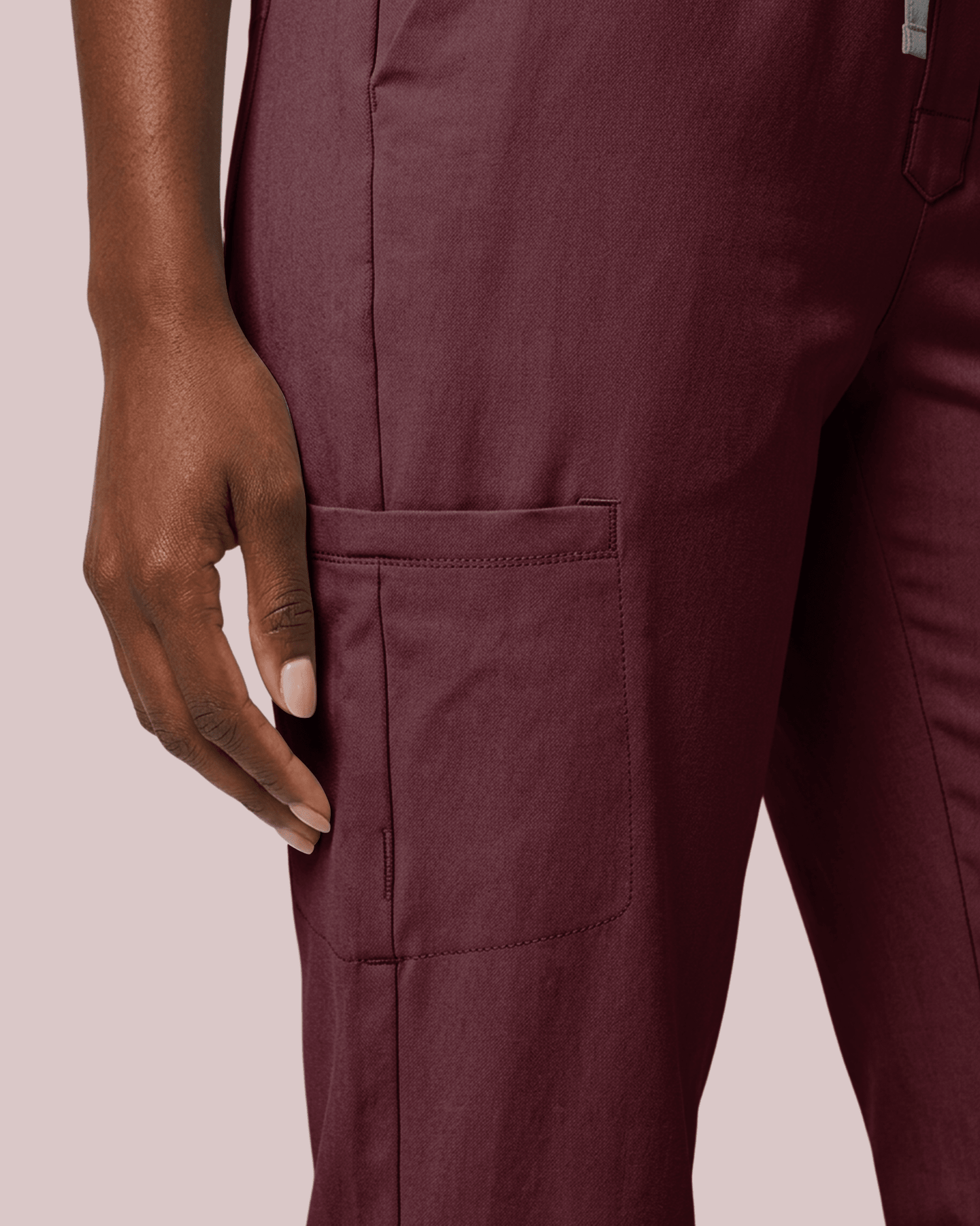 Women's Camp Collar Jumpsuit Burgundy - Scrubloop