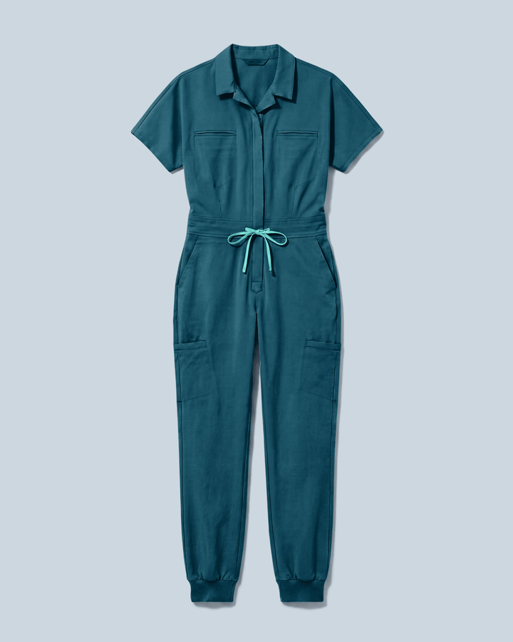 Women's Camp Collar Jumpsuit Caribbean Blue