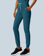 Women's Camp Collar Jumpsuit Caribbean Blue - Scrubloop